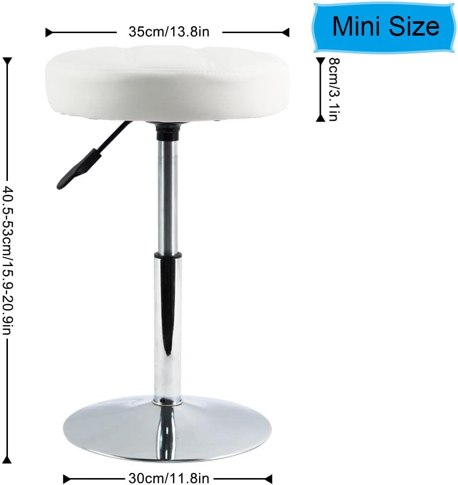 FURWOO Adjustable Swivel Barstool, White, PU Leather, 32cm Diameter, 220lbs M...