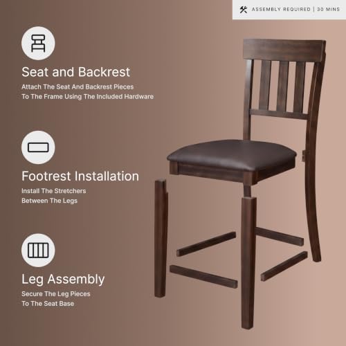 Signature Design by Ashley Counter Height Bar Stool, Set of 2, Slat Back