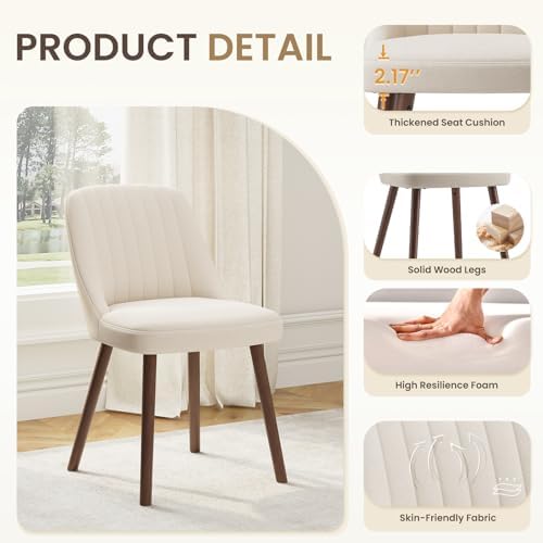 MALOL Upholstered Dining Chairs Set of 4, Modern Fabric Kitchen Chairs with B...