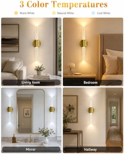 Peel and Stick on Wall Sconce set of 2 Wireless Battery Operated Wall Light