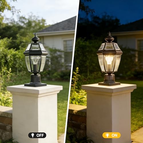 Kalium Outdoor Post Lights, 15" Lamp Post Light Fixture Waterproof Alumi...