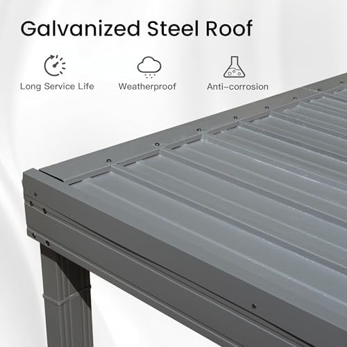 Domi 8' x 8' Lean to Gazebo Outdoor Wall Mounted Gazebo Pergola, Grey