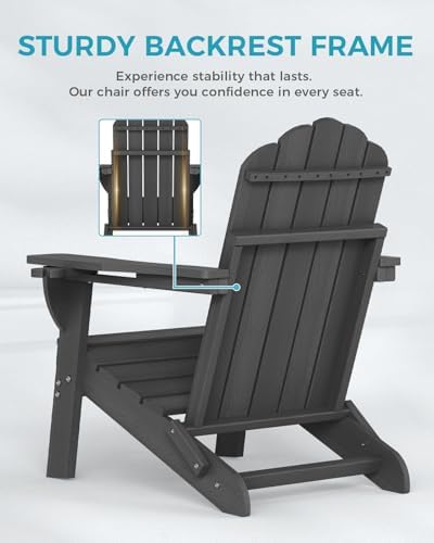 Folding Adirondack Chairs Set of 2, HDPE Outdoor Chair with 2 Cup Holders