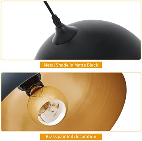 Industrial Pendant Light Fixtures,11.8" Black Dome Pendant Lights,Adjust...
