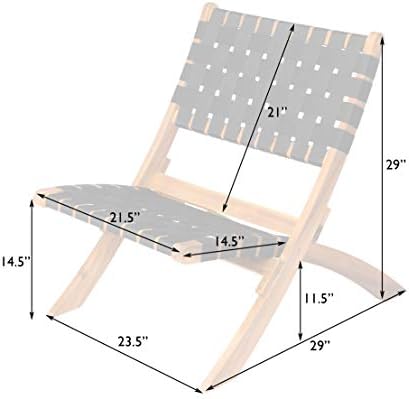Patio Sense Sava Outdoor Folding Chair | Acacia Wood Construction | Black Wov...