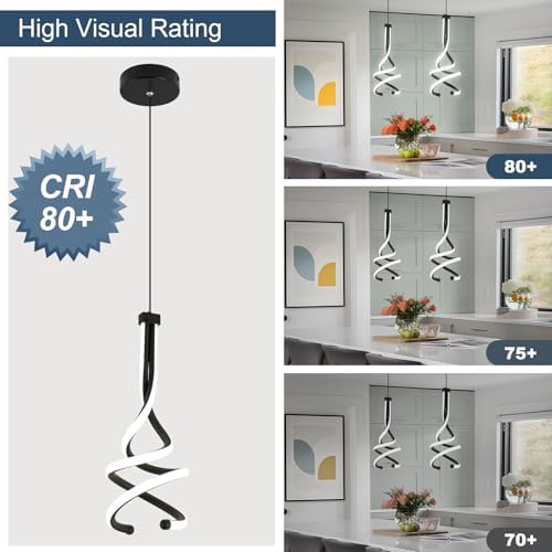 EIDISUNY 2 Pack Modern Pendant Light, Spiral LED Pendant Light Fixture, 4500K...