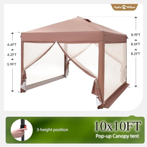 Sophia & William Canopy Tent 10x10 Pop Up with Netting, Portable Shade
