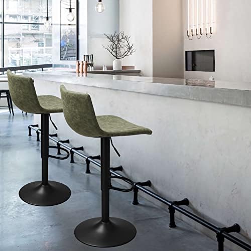 Finnhomy Bar Stools Set of 2 Counter Height, Swivel Barstools with Footrest a...