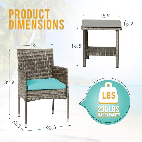 PayLessHere Set of 3 Outdoor Furniture Set Patio Furniture Set Gray Conversat...