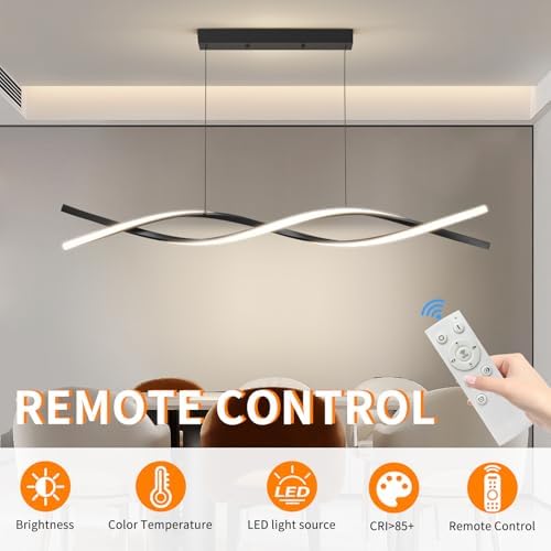 Modern LED Ceiling Pendant Light, 39IN Modern Chandelier with Remote Control ...