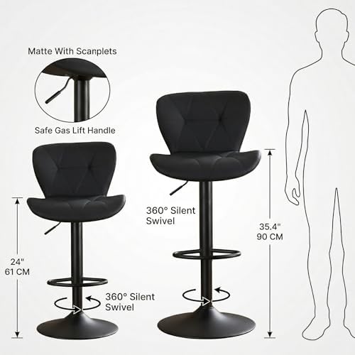 Bar Stools Set of 4, Counter Height Stools for Kitchen Counter,Black