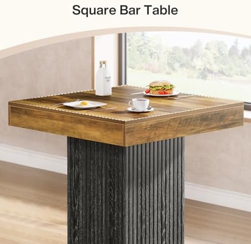 Tribesigns Square Bar Table, Kitchen Dining Table, Industrial Counter Height ...