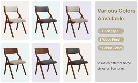 Ball & Cast Upholstered Folding Chairs Set of 2,with Padded Seat,Wooden P...