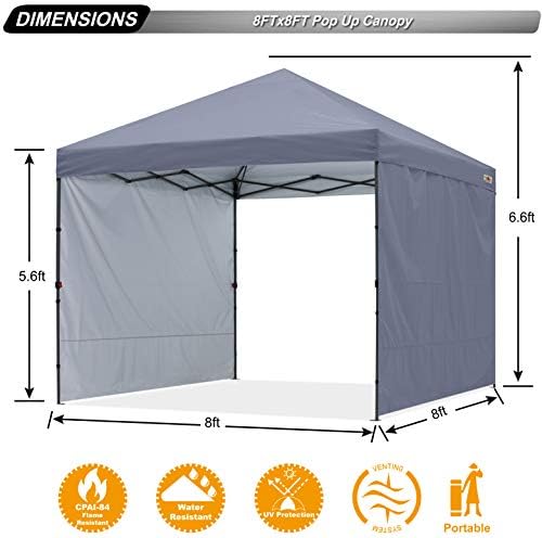 ABCCANOPY Easy Pop up Canopy Tent with 2 Sidewalls for Outdoor Sun Blocking o...