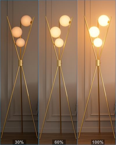 Lightdot Tripod Floor Lamp Stepless Dimmable Globe Modern Floor Lamp Gold Sta...
