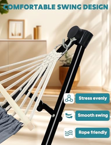 ANYOO 2-in-1 Hammock & Chair Stand with Collapsible Steel Frame & Car...