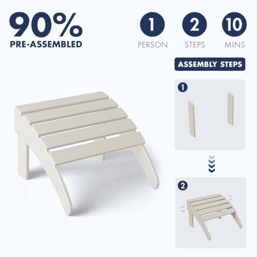 WO Home Furniture HDPE Folding Adirondack Ottoman, Sand