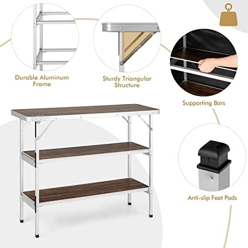 COSTWAY Folding Picnic Table, Portable Camping Table with Carry Bag