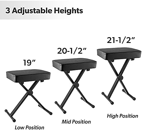 Hamzer Adjustable Padded Keyboard Bench, Heavy-Duty Foldable and Portable X-S...