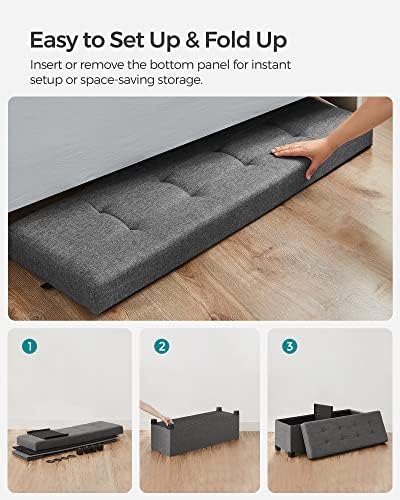 SONGMICS Storage Ottoman Bench, Foldable Foot Rest with Legs