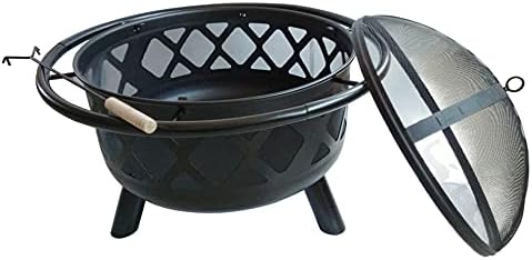 Teamson Home Large 76cm Garden Round Wood Burning Fire Pit, Outdoor Furniture...