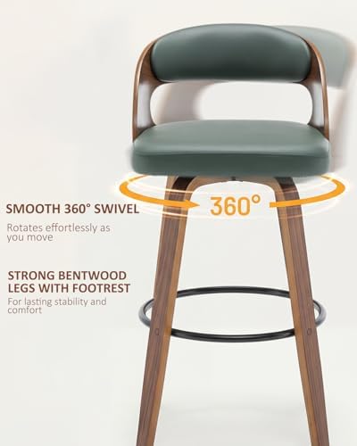 AQG Swivel Bar stools Set of 2 Bar Chairs 26" Counter Height Mid-Century...