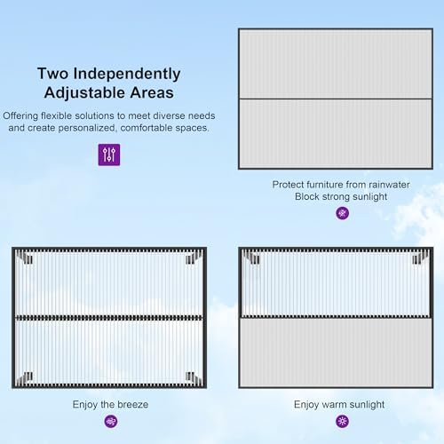 PURPLE LEAF Louvered Pergola 10' x 16' Patio Pergola Hidden Drainage ...