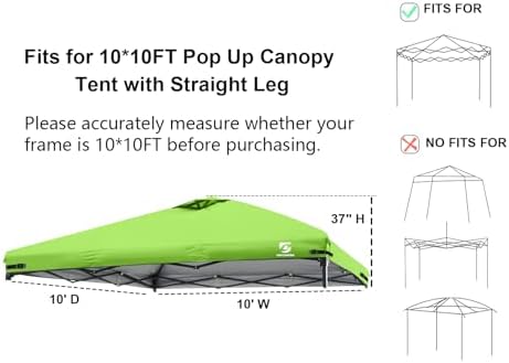 10x10 Pop Up Canopy Replacement Top Cover with Air Vent(Frame NOT INCUDE)