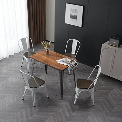 Nazhura Metal Dining Chair Farmhouse Tolix Style for Kitchen Dining Room Café...