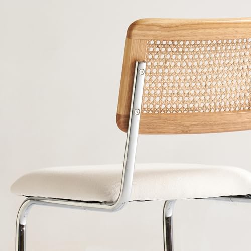 GrandNoor Natural Rattan Counter Height Stools Set of 2 with Solid Wood Back,...