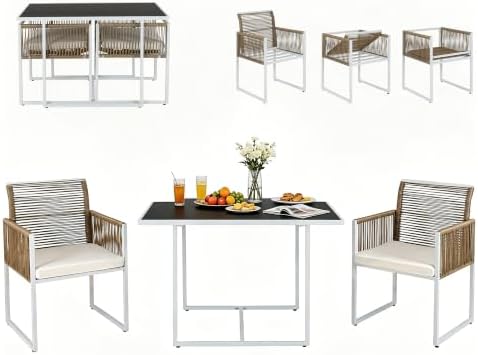 3PC Wicker Patio Dining Bistro Set for 2, All Weather Outdoor Use