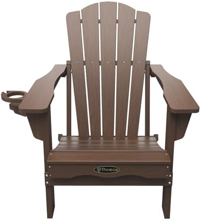 THOEOE Folding Adirondack Chair Set of 2, HDPE Plastic Patio Chairs