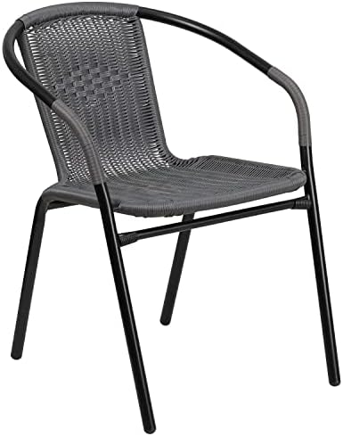 Flash Furniture 28 in Tempered Glass Round Table with 2 Chairs, Gray