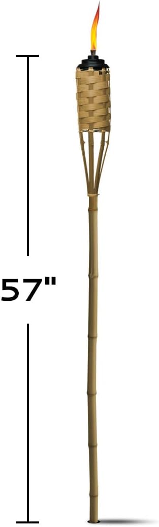 TIKI Bamboo Tiki Torches 4-Pack – Weather-Resistant Outdoor Décor with Easy-P...