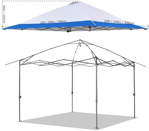 Blue 13x13 FT Replacement Canopy Cover with Air Vent Silver Coated