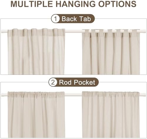 ASPMIZ Cotton Linen Farmhouse Curtains Boho Rustic Button Panel, Country Wind...