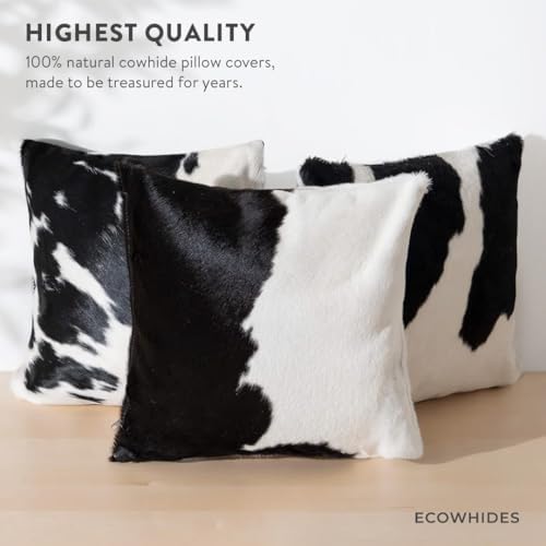 ecowhides 100% Genuine Brazilian Cowhide Pillow Cover – Luxury Leather Decora...