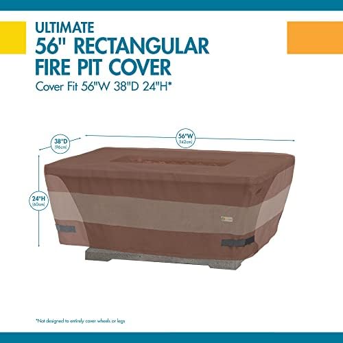 DUCKCOVERS Ultimate Waterproof 56 Inch Rectangular Fire Pit Cover, Outdoor Fi...