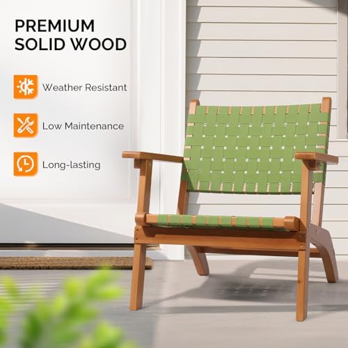 VINGLI Outdoor Armchair, Wooden Adirondack Chair All-Weather Wooden Patio Cha...
