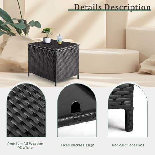 VINGLI Outdoor Side Table with Storage, 27-Gallon Patio Deck Box Outdoor Wick...