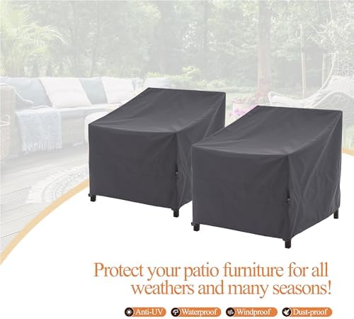 WJ-X3 Grey Patio Chair Covers Heavy Duty, 34" W x 36" D x 36" ...