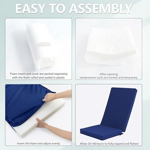 Outdoor Adirondack Chair Cushions Set of 4 - Removable Covers, Water-Repellen...