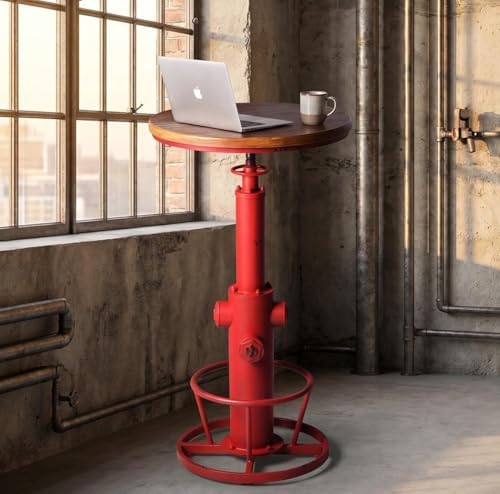 Topower Industrial Bar Table 38.58-48.43" Adjustable Pub Table Kitchen D...