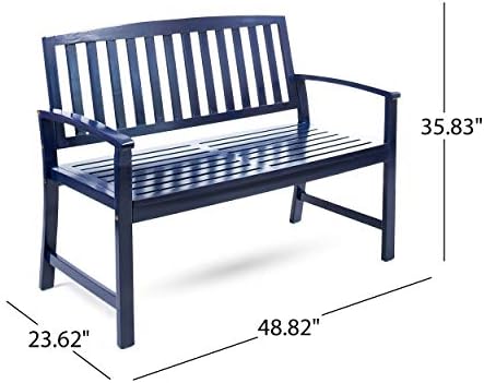 Christopher Knight Home Loja Outdoor Acacia Wood Bench, Pu Navy Blue