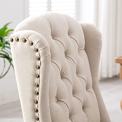 DUOMAY Modern Tufted Dining Chairs Set of 6, Linen Upholstered Dining Room Ch...