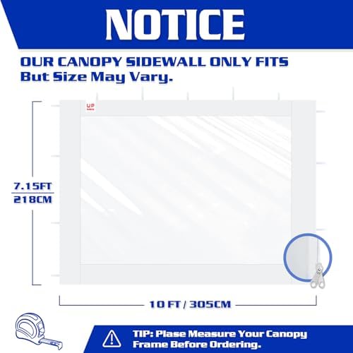 FANPAT 3Pcs Clear Sidewalls for 10x10 Pop Up Canopy, White(Sidewalls only)