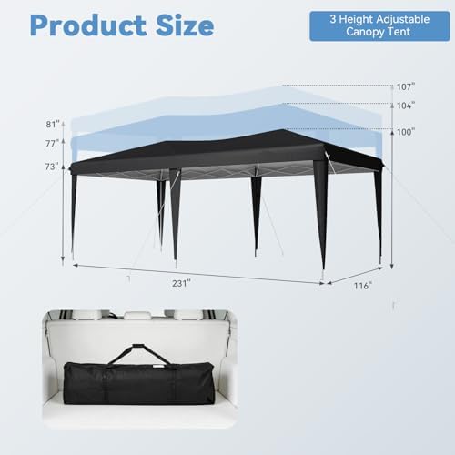 10x20 Pop Up Canopy Tent with Sidewalls, One-Push Instant Setup Waterproof Ou...