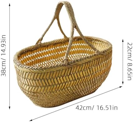 Ciieeo Bamboo Weaving Shopping Basket Handheld Vegetable Fruit Storage Basket...
