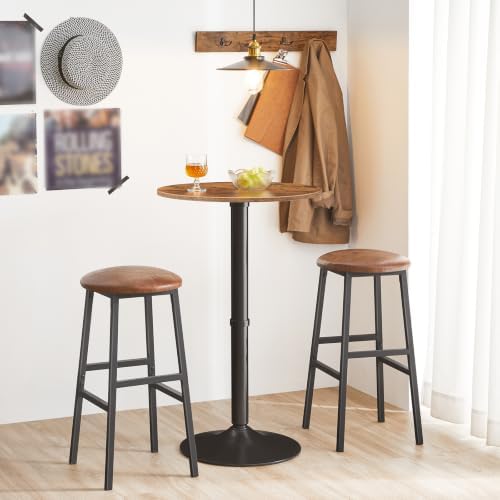 HOOBRO Round Bar Table, 35" Tall Pub Table, Cocktail Table with Base for...