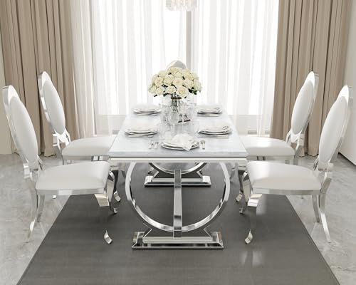 Dining Table, 70" Rectangular Modern Kitchen and Dining Room Table with ...